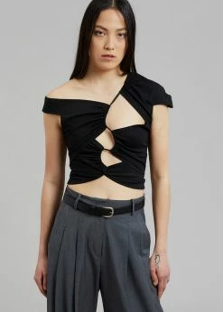 CLOTHING Sid Neigum Asymmetrical Cutout Tension Blouse - Black