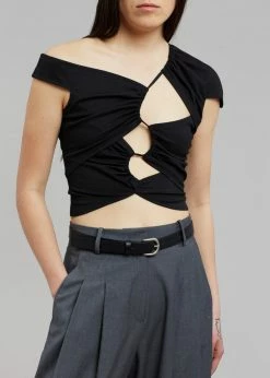 CLOTHING Sid Neigum Asymmetrical Cutout Tension Blouse - Black