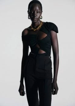 CLOTHING Sid Neigum Asymmetrical Cutout Tension Blouse - Black