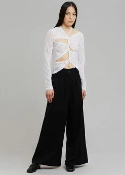 Sid Neigum Flocked Cutout Tension Blouse - White CLOTHING