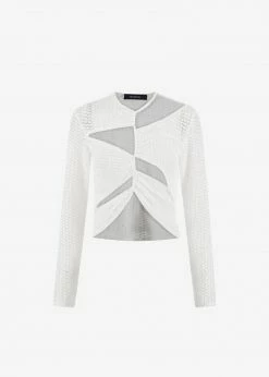 Sid Neigum Flocked Cutout Tension Blouse - White CLOTHING