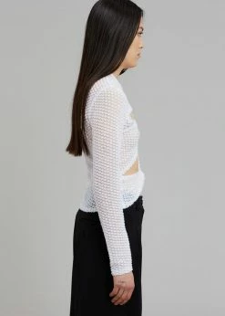 Sid Neigum Flocked Cutout Tension Blouse - White CLOTHING