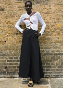 Sid Neigum Flocked Cutout Tension Blouse - White CLOTHING