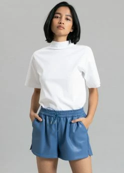 The Frankie Shop Sophia Faux Leather Shorts - Blue