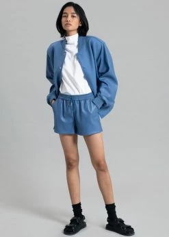 The Frankie Shop Sophia Faux Leather Shorts - Blue