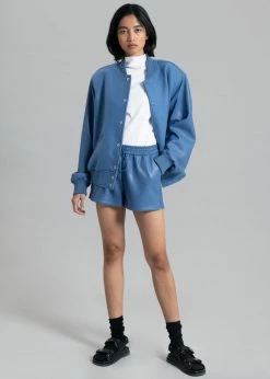 The Frankie Shop Sophia Faux Leather Shorts - Blue