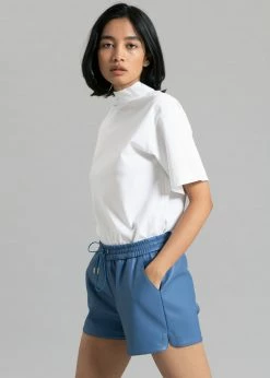 The Frankie Shop Sophia Faux Leather Shorts - Blue