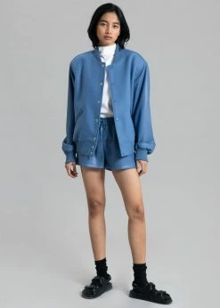 The Frankie Shop Sophia Faux Leather Shorts - Blue