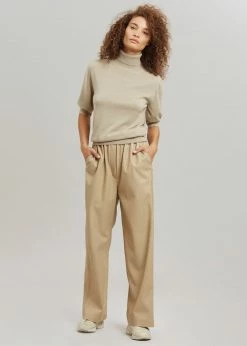 The Frankie Shop Sotto Faux Leather Pants - Beige