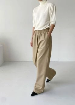 The Frankie Shop Sotto Faux Leather Pants - Beige