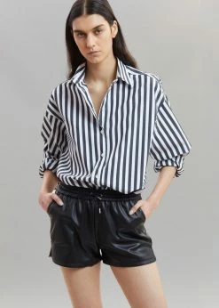 The Frankie Shop Sylvia Striped Oxford Shirt - Faded Black/White
