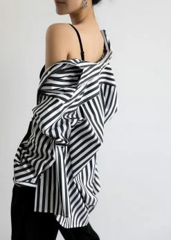 The Frankie Shop Sylvia Striped Oxford Shirt - Faded Black/White