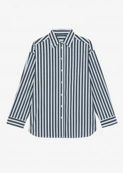 The Frankie Shop Sylvia Striped Oxford Shirt - Faded Black/White