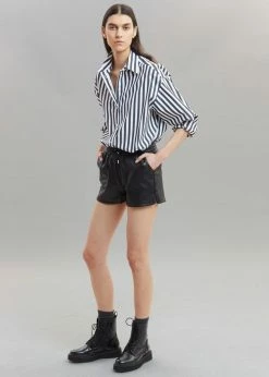 The Frankie Shop Sylvia Striped Oxford Shirt - Faded Black/White