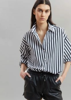 The Frankie Shop Sylvia Striped Oxford Shirt - Faded Black/White
