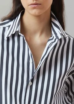 The Frankie Shop Sylvia Striped Oxford Shirt - Faded Black/White
