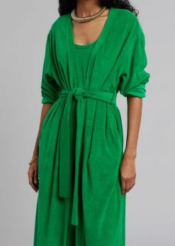 The Frankie Shop Taka Terry Duster Cardigan - Kelly Green