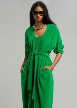 The Frankie Shop Taka Terry Duster Cardigan - Kelly Green