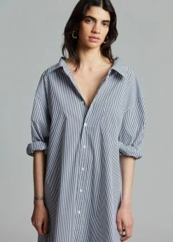 The Frankie Shop CLOTHING Talia Shirt Dress - Black/White Stripe