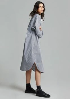 The Frankie Shop CLOTHING Talia Shirt Dress - Black/White Stripe