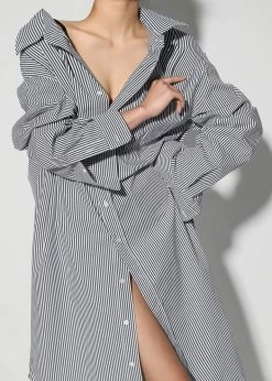 The Frankie Shop CLOTHING Talia Shirt Dress - Black/White Stripe