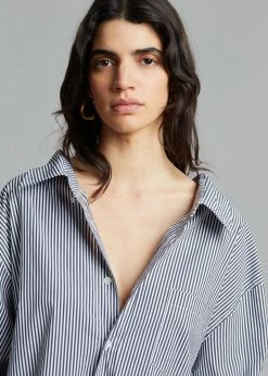 The Frankie Shop CLOTHING Talia Shirt Dress - Black/White Stripe