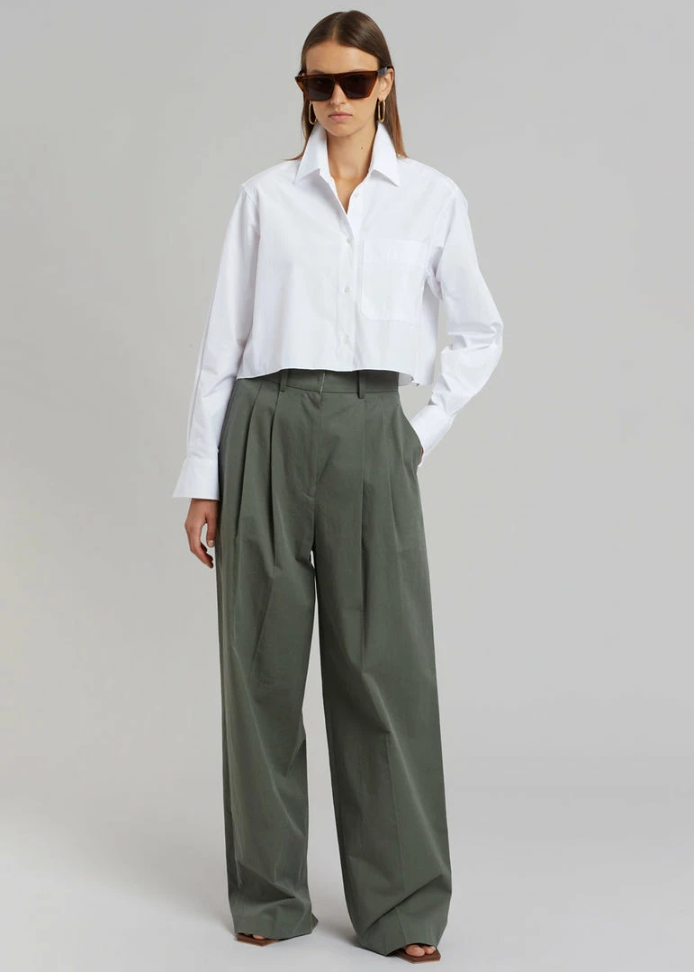 Coupon ๐งจ The Frankie Shop Tansy Cotton Pants - Olive CLOTHING ๐ 4 The Frankie Shop Tansy Cotton Pants - Olive CLOTHING