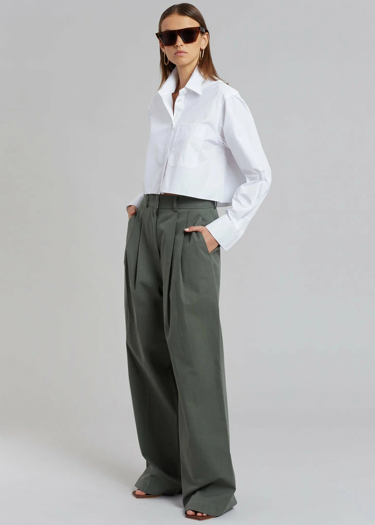 Coupon ๐งจ The Frankie Shop Tansy Cotton Pants - Olive CLOTHING ๐ 2 The Frankie Shop Tansy Cotton Pants - Olive CLOTHING