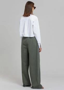 Coupon ๐งจ The Frankie Shop Tansy Cotton Pants - Olive CLOTHING ๐ 10 The Frankie Shop Tansy Cotton Pants - Olive CLOTHING