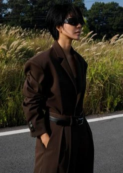 The Frankie Shop CLOTHING Tansy Oversized Blazer - Chocolate