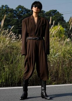 The Frankie Shop CLOTHING Tansy Oversized Blazer - Chocolate