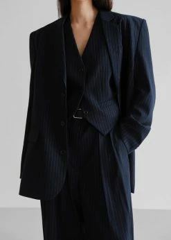 The Frankie Shop CLOTHING Tansy Oversized Blazer - Navy Pinstripe