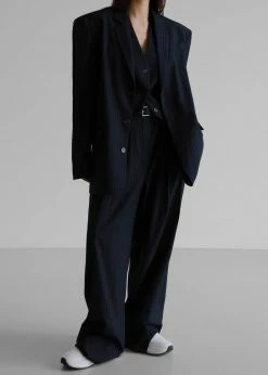 The Frankie Shop CLOTHING Tansy Oversized Blazer - Navy Pinstripe