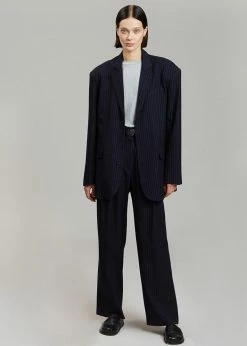 The Frankie Shop CLOTHING Tansy Oversized Blazer - Navy Pinstripe