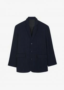 The Frankie Shop CLOTHING Tansy Oversized Blazer - Navy Pinstripe