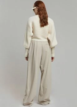 The Frankie Shop Tansy Pleated Trousers - Beige CLOTHING