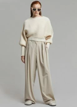 The Frankie Shop Tansy Pleated Trousers - Beige CLOTHING