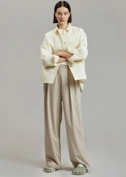 The Frankie Shop Tansy Pleated Trousers - Beige CLOTHING