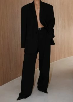 The Frankie Shop Tansy Pleated Trousers - Black