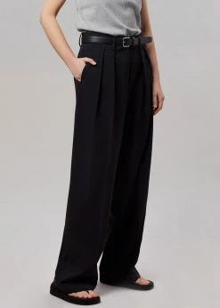 The Frankie Shop Tansy Pleated Trousers - Black