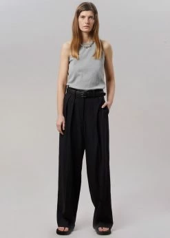 The Frankie Shop Tansy Pleated Trousers - Black