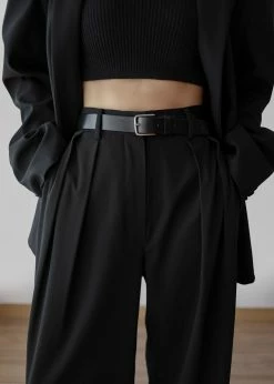 The Frankie Shop Tansy Pleated Trousers - Black