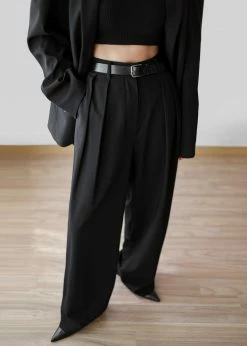 The Frankie Shop Tansy Pleated Trousers - Black