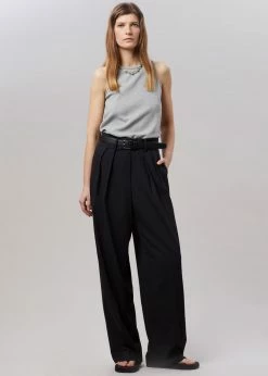 The Frankie Shop Tansy Pleated Trousers - Black