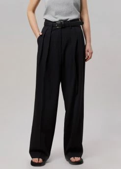 The Frankie Shop Tansy Pleated Trousers - Black