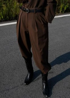 Coupon π The Frankie Shop CLOTHING Tansy Pleated Trousers - Chocolate π 24 The Frankie Shop CLOTHING Tansy Pleated Trousers - Chocolate