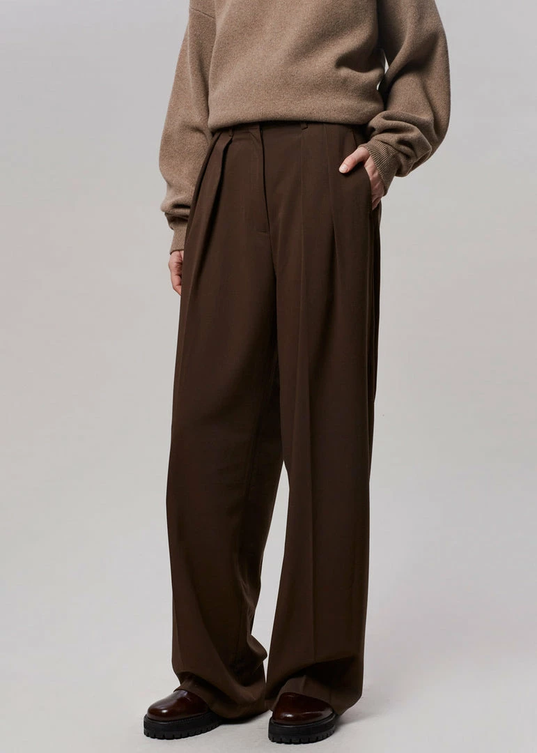 Coupon π The Frankie Shop CLOTHING Tansy Pleated Trousers - Chocolate π 8 The Frankie Shop CLOTHING Tansy Pleated Trousers - Chocolate