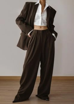 Coupon π The Frankie Shop CLOTHING Tansy Pleated Trousers - Chocolate π 17 The Frankie Shop CLOTHING Tansy Pleated Trousers - Chocolate
