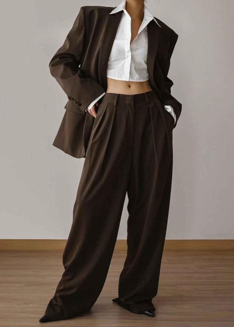 Coupon π The Frankie Shop CLOTHING Tansy Pleated Trousers - Chocolate π 4 The Frankie Shop CLOTHING Tansy Pleated Trousers - Chocolate