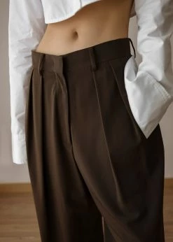 Coupon π The Frankie Shop CLOTHING Tansy Pleated Trousers - Chocolate π 23 The Frankie Shop CLOTHING Tansy Pleated Trousers - Chocolate